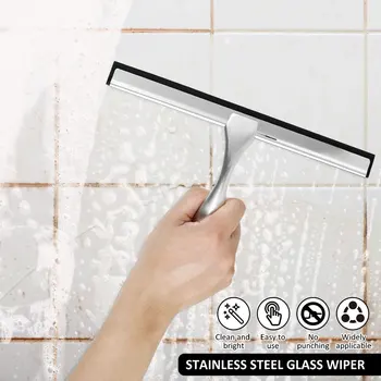 נירוסטה מקלחת מגב עם היניקה גביע זכוכית החלון מגב רב תכליתי כלי ניקוי עבור חדר המטבח המכונית - התמונה 2  