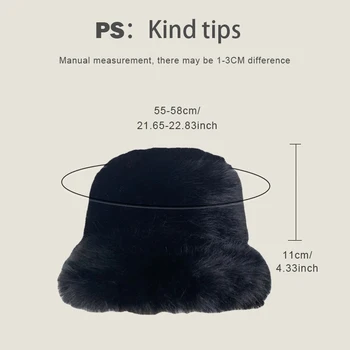 מזדמן ארנב פרווה דלי כובעים עבור נשים לשמור על חום הראש הגדול סביב האוזן הגנה 2023 חדש בחורף פנמה כיפות קטיפה מתכוונן - התמונה 2  