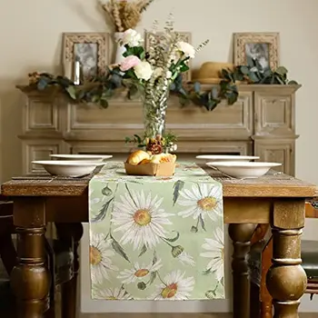 דייזי ירוק באביב שולחן רץ הקיץ חווה כפרי נופש מטבח שולחן האוכל בד קישוט כיסוי שולחן עיצוב המסיבה - התמונה 2  