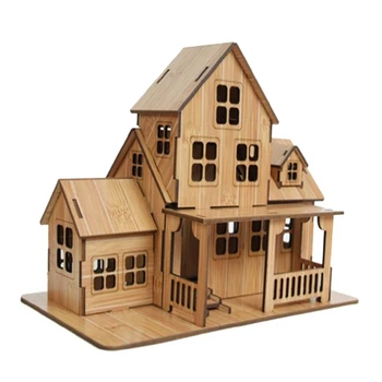 4XBD 3D פאזל בית כפרי בניין מעובה מונטסורי למידה מוקדמת צעצוע DIY קרטון בלוק ילדים מתנה - התמונה 2  