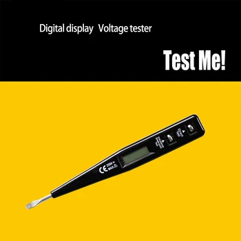 דיגיטלי מבחן העיפרון מברג בדיקה האור בודק מתח גלאי AC/DC 12-220V חשמל מבחן עט מודד,שחור - התמונה 2  