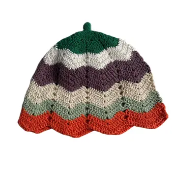 KPOP ג ' ני אותו סגנון נישה רטרו כובע סרוג ההגירה סגנון בצורת מניפה תחרה דלעת גביע כמה מתנות חג המולד - התמונה 2  