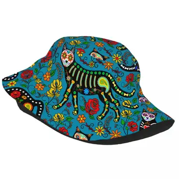 דייג כובע יוניסקס בוב כובע Calavera גולגולת סוכר חתולים יום המתים היפ הופ Gorros פנמה Windproof חיצונית דלי הכובע - התמונה 2  
