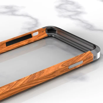 ר-רק עץ מתכת מקרה טלפון עבור iPhone 12 יוקרה אלומיניום דק עץ טבעי הפגוש מקרה עבור iPhone 12 Pro מקס 12 מיני לכסות - התמונה 2  