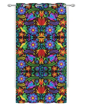 צבעוני מקסיקו מופשט פרח העצום וילונות סלון וילונות החלון במטבח המודרני טול ואל וילונות - התמונה 2  