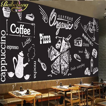 beibehang תמונה מותאמת אישית קיר נייר אופנה מצוירים ביד גורמה מסעדת מזון מהיר מערביות חנות לוח ציור קיר טפט 3D - התמונה 2  