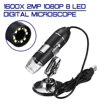 1600X 2MP מתכוונן 1080P מיקרוסקופ דיגיטלי מסוג-C/מיקרו USB 8 LED זכוכית מגדלת אלקטרונית סטריאו USB אנדוסקופ עבור הטלפון למחשב - התמונה 2  