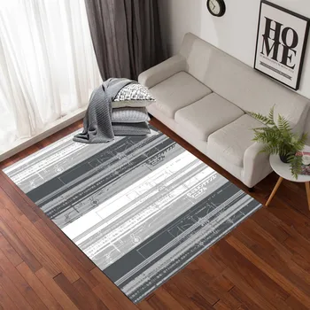 מנהג אירופאי מודרני שטיחים גיאומטריים פשוטים בבית שטיחים בסלון ללמוד הספה לחדר השינה, שטיח הרצפה ליד המיטה נגד החלקה לשטיח. - התמונה 2  