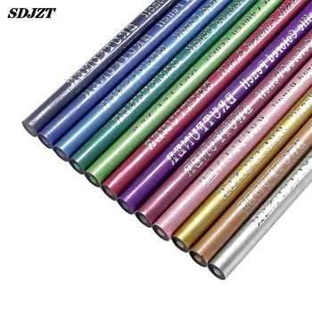 12 צבע מתכתי עפרונות ציור מצייר להגדיר צביעה עפרונות צבע המקצוע ציוד אמנות עבור אמן - התמונה 2  
