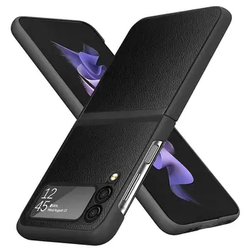 יוקרה ליצ ' י עור הטלפון Case for Samsung Galaxy Z Flip 3 5G כיסוי עבור Z קיפול 3 דק במיוחד Shockproof עסקים Funda Z Flip 3 - התמונה 2  