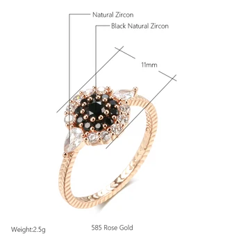 Kinel מלא ייחודי טבעי זירקון הטבעת הגדולה נשים 585 רוז זהב צבע בציר החתונה אביזרים באיכות גבוהה בסדר יומי תכשיטים - התמונה 2  