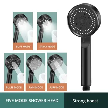 5 מצב לחץ להגביר את ראש המקלחת תכליתי מתכוונן מים גדול תשואה המקלחת עיסוי מקלחת שירותים אביזר - התמונה 2  