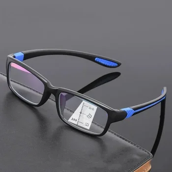 גברים בציר האולטרה Multifocal משקפיים לשני המינים נשים אנטי-כחול מתקדמת משקפי קריאה האופנה קרוב רחוק Eyewear 0 עד +4.0 - התמונה 2  
