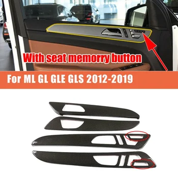 סיבי פחמן הפנים המכונית ידית הדלת פנל כיסוי לקצץ רצועה עבור מרצדס בנץ W166 ML GL 2012-2015 GLS GLE 2016-2019 - התמונה 2  