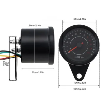 אוניברסלי 13000RPM 12V אור LED לילה תאורת מד המהירות עמיד למים Tachometer מתאים אופנוע / טרקטורון 1PC - התמונה 2  