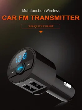 משדר FM לרכב Bluetooth 5.0 רדיו FM אפנן ערכת רכב 3.6 A Dual USB מטען לרכב דיבורית אלחוטית Aux אודיו נגן MP3 - התמונה 2  