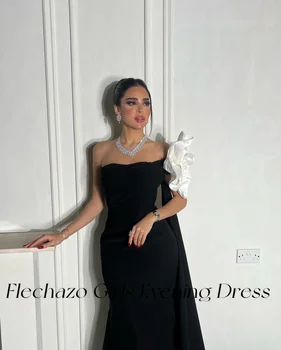 Flechazo שחור נדן שמלות ערב כתף אחת בעבודת יד פרח רשמית לחגוג את השמלה אלגנטית לנשים 2024 vestidos דה גאלה - התמונה 2  